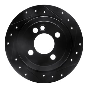 Mini Cooper Brake Rotor (1) - Rear Right - R1 Concepts - Drilled & Slotted - Black - `02-`15